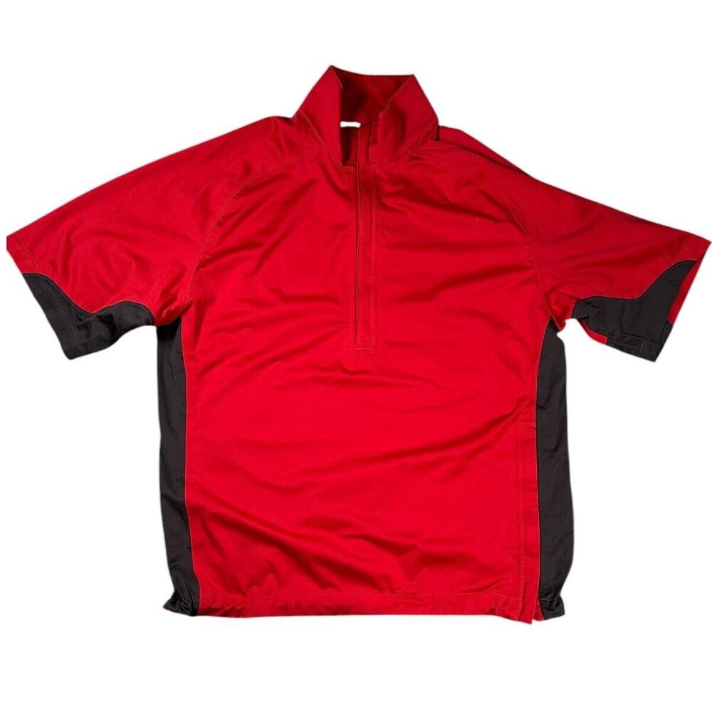Nike Fit Storm Windbreaker Mens L Short Sleeve Red Pullover Outdoor Golf Jacket